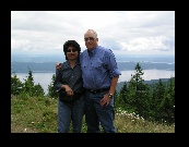 Angie and Jim in the Olympic Forrest near Brinnon, WA. Dabob bay and the Hood canal in the background.